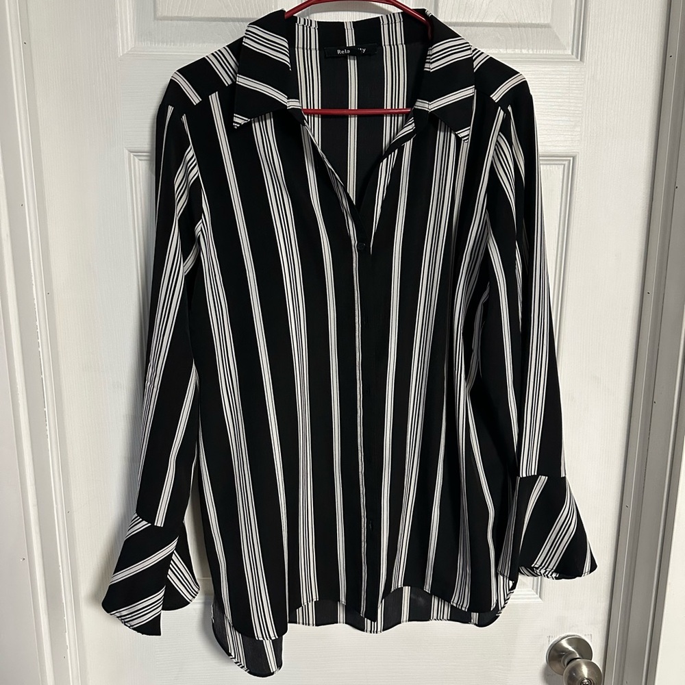 Striped button down dress shirt